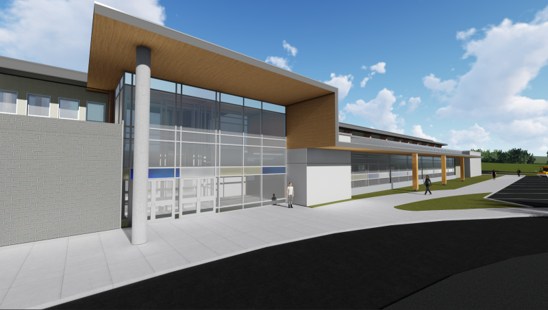 An architectural rendering of Chatham Kent Secondary School front facade by Architecttura Inc. ( photo supplied by LKDSB )
