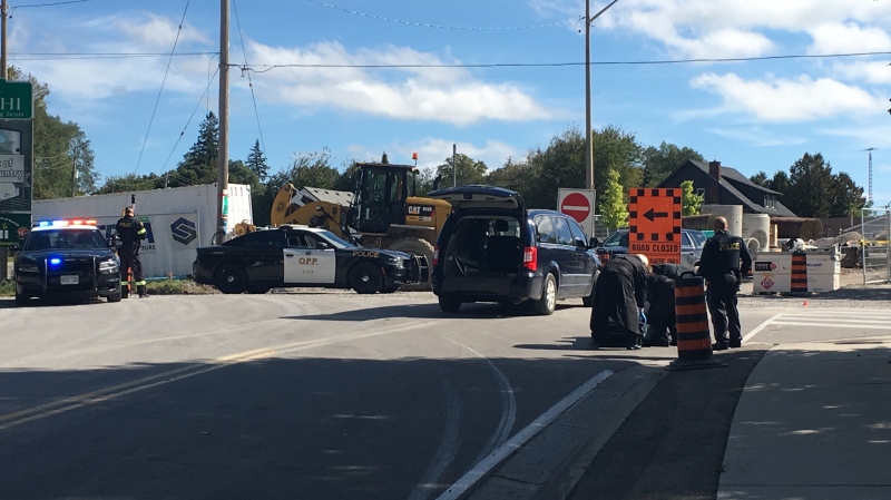 Investigators are on the scene of a fatal collision in Delhi on Saturday, Oct. 5, 2019.
(Brent Lale / CTV London) 