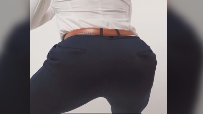 The slow-motion, sweeping close-ups shots of an NHL star’s ‘hockey butt” as he squats his way through an ad for fitted dress pants has turned into a viral hit. (State and Liberty/Instagram)