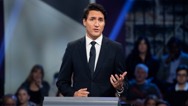 Liberal leader Justin Trudeau responds to a question during the Federal leaders debate in Gatineau, Que. on Monday October 7, 2019. THE CANADIAN PRESS/Sean Kilpatrick