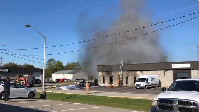 Crews were called to the structure fire on Sass Road in Chatham, Ont., on Wednesday, Oct. 9, 2019. (Courtesy Chatham-Kent fire)
