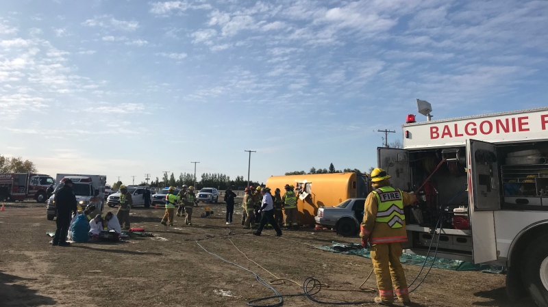 Students of Greenall High School witnessed a mock crash to show the dangers of impaired driving. (Cally Stephanow / CTV Regina) 
