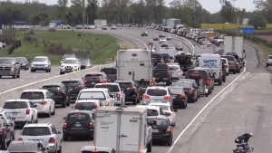 Heavy traffic on Highway 400. (CTV News Barrie)