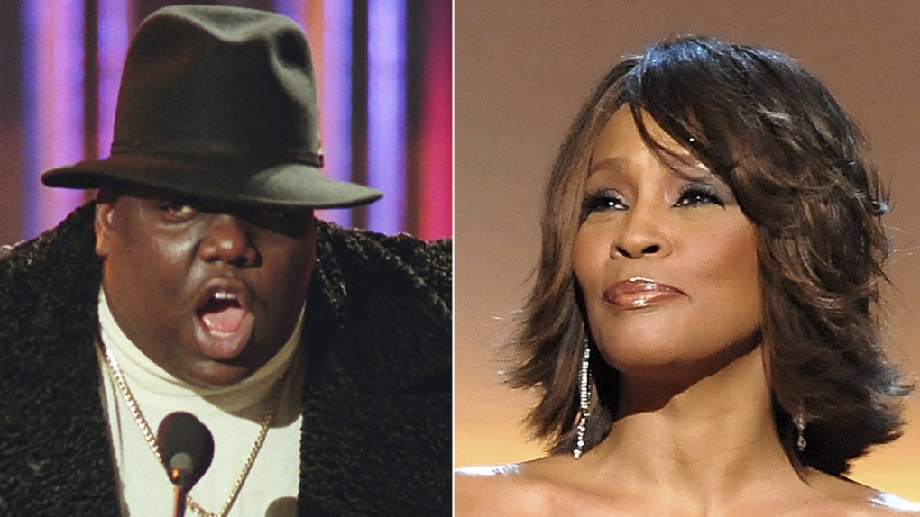 Notorious B.I.G., left, and Whitney Houston