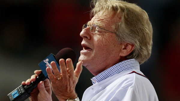 Talk show host Jerry Springer sings 'Take Me Out to the Ball Game' during the seventh inning of a baseball game between the Atlanta Braves and the San Diego Padres, Wednesday, Aug. 26, 2009. (AP / John Bazemore)    