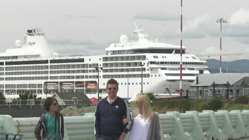 A cruise ship docked at Victoria's Ogden Point. (CTV News)