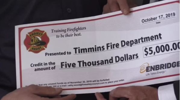Enbridge Gas donates $5,000 to Timmins Fire Dept