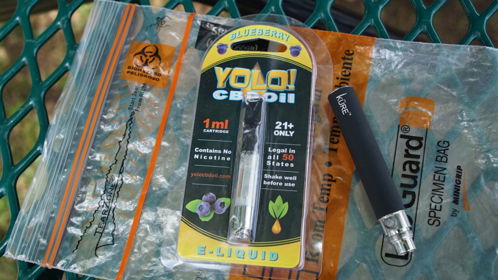 A Yolo! brand CBD oil vape cartridge