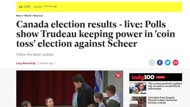 The Independent on Canada's election.