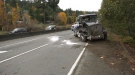 A single vehicle crash on Highway 19 in Nanoose Bay stalled traffic Tuesday morning: Oct. 22, 2019 (CTV News)