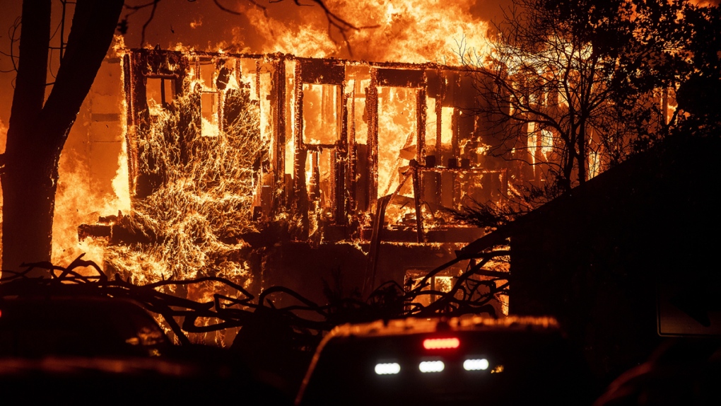 Flames consume a home in Sonoma County