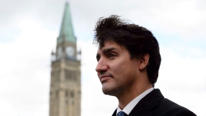 Prime Minister Justin Trudeau makes his way to a press conference at the National Press Theatre in Ottawa on Wednesday Oct. 23, 2019. (THE CANADIAN PRESS/Sean Kilpatrick)