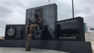 The new Windsor Fire Fighter Memorial was unveiled in Windsor, Ont. on Sunday, Oct. 27, 2019. (Ricardo Veneza / CTV Windsor)