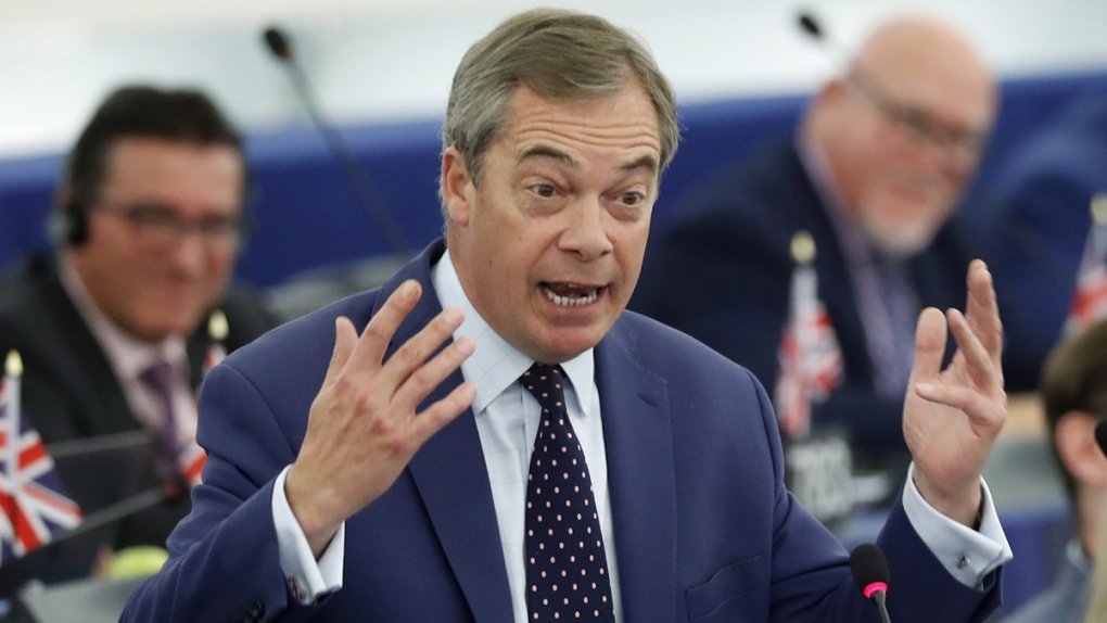 Brexit Party leader Nigel Farage in Strasbourg