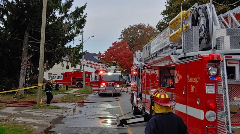 Emergency crews responded to Queens Avenue around 8 a.m. Saturday, Oct. 26, 2019. (Courtesy Leamington fire)