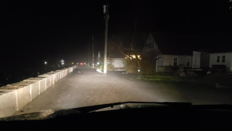 Water on the streets on Lighthouse Cove on Oct. 31, 2019. (Courtesy Jason Homewood / LTVCA)