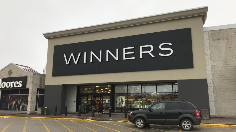 Police say a man escaped custody during an attempted arrest at the Winners store on Bayfield Street in Barrie on Fri., Nov. 1, 2019.  (Dave Sullivan/CTV News)
