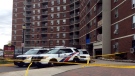 A man was found deceased in a stairwell at an east-end apartment building on Nov. 5, 2019. (CP24 / Jamie Gutfreund)