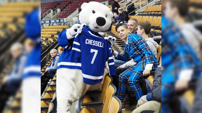 Brock Chessell attends a Toronto Maple Leafs game in Toronto, Ont. as part of the Air Canada Fan Flight program. (Family photo)