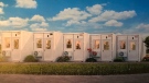 This concept image shows modular shipping container homes that would serve as affordable housing units.