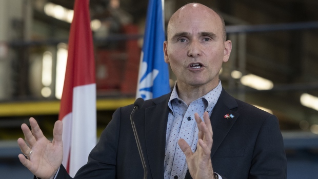Jean-Yves Duclos, Minister of Families, Children and Social Development announces a contract given to Davie shipyard, Tuesday, July 16, 2019 in Levis Que. THE CANADIAN PRESS/Jacques Boissinot