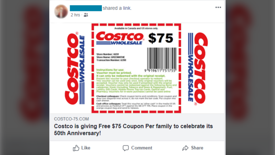 코스트코(Costco)는 가짜 쿠폰(fake coupon)과 관련된 온라인 사기(an online scam)에 대해 고객들에게 경고
