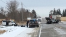 One person has died in a crash on Dundas Street east of Thamesford, Ont. on Wednesday, Nov. 13, 2019. (Jim Knight / CTV London)