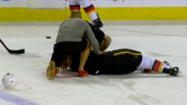 Calgary Flames' TJ Brodie has convulsions after collapsing at practice