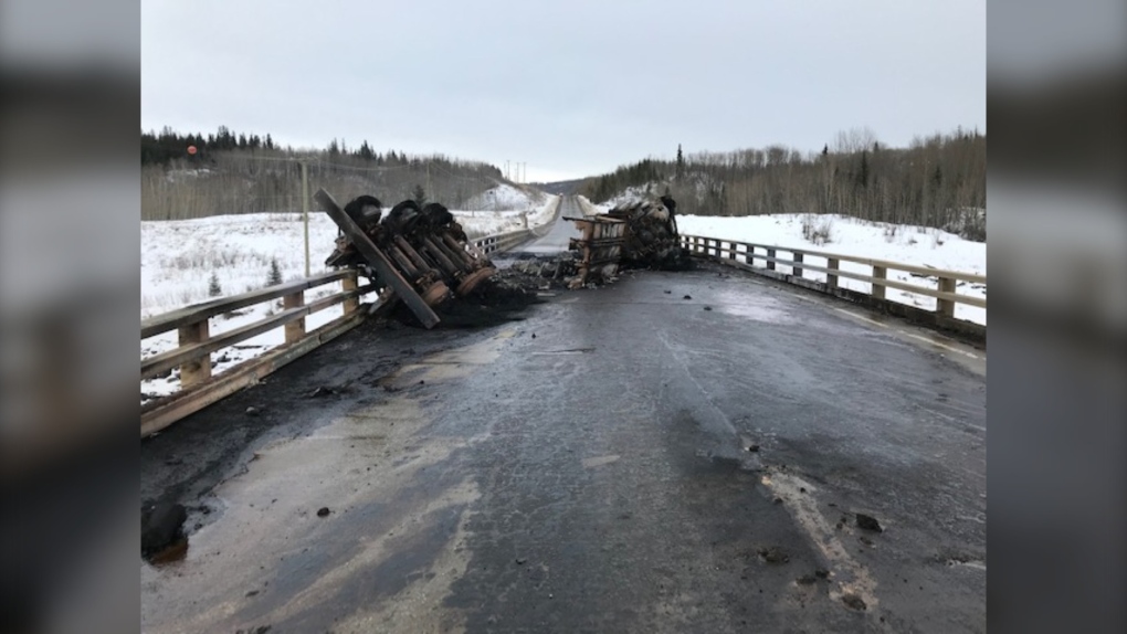 Highway 49, oil tanker, crash, fire, Dawson Creek