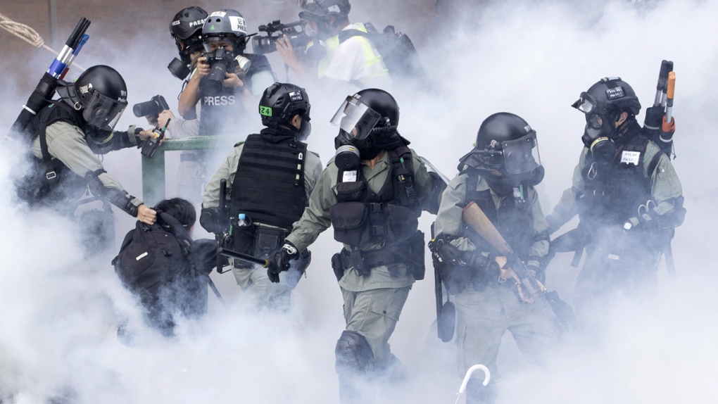 Hong Kong police in riot gear