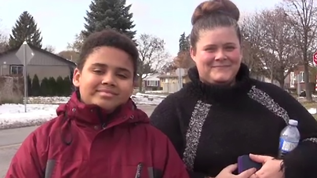 Isaiah Kennis-Carr, 11, and his mom, Catelina Kennis speak out on bullying in London, Ont. on Monday, Nov. 18, 2019. (Brent Lale / CTV London)