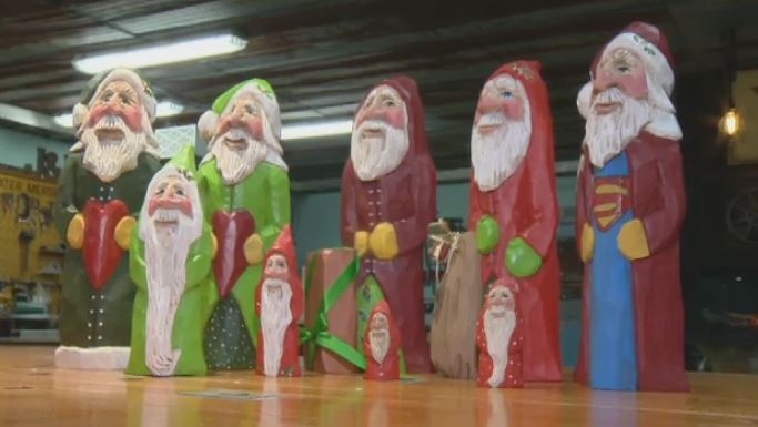Elizabeth Brown’s handmade and painted wooden Santas have become her signature pieces -- no two are the same.