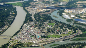 An aerial photo published by the B.C. government shows Quesnel. 