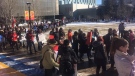 University supporters, including students and staff, at the 'Fight the Cuts' rally on the University of Calgary campus