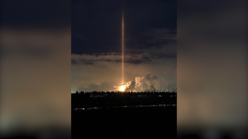Pillar of light, appears to be flaring