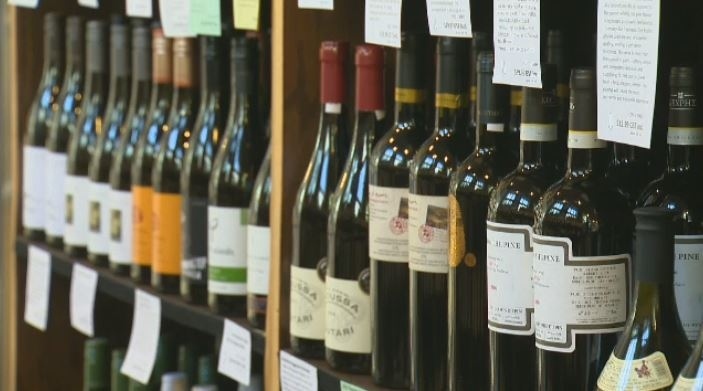 Wine on a store shelf