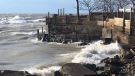 Waves crash into Lake Erie shoreline in Chatham-Kent on Wednesday, Nov. 27, 2019. (Chris Campbell / CTV Windsor)