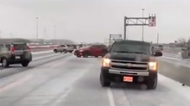 Drivers make u-turns on Highway 403 in the Mississauga, Ont.-area on Sunday, Dec. 1, 2019. (@OPP_HSD / Twitter)