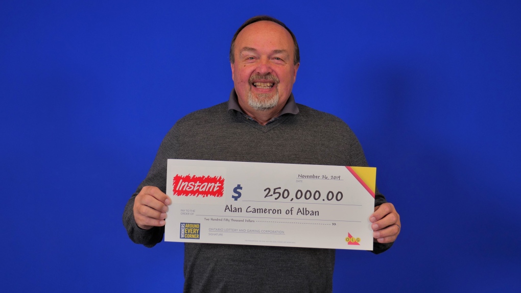 Alan Cameron of Alban wins $250,000 in lottery
