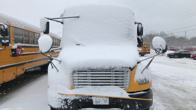 School buses are cancelled across Simcoe County on Thurs., Dec. 5, 2019 due to some intense snow squalls. (Rob Cooper/CTV News)