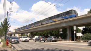 A SkyTrain is seen in this file photo from 2019. (CTV)
