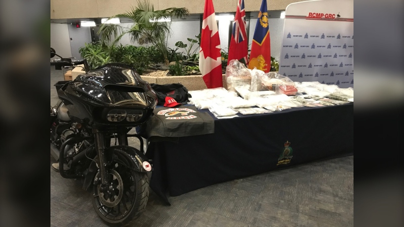 On Dec. 10, 2019, Manitoba RCMP show a number of items seized in the largest meth busts in the history of Manitoba. (Source: Josh Crabb/ CTV News Winnipeg)