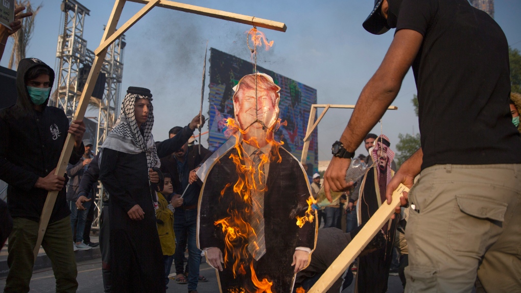Iraq protests burn Donald Trump cutout
