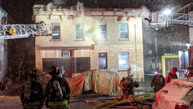 Crews battled a fire at an abandoned building on Rochester Street Saturday night. (Scott Stilborn/Ottawa Fire)