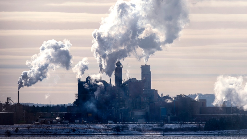 The Northern Pulp mill in Abercrombie Point, N.S., is viewed from Pictou, N.S., Friday, Dec. 13, 2019. (THE CANADIAN PRESS/Andrew Vaughan)