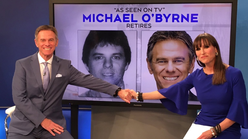 CTV Ottawa's Leanne Cusack says goodbye to her friend and News at Noon anchor Michael O'Byrne on his last day of broadcasting after almost 39 years. Happy Retirement Michael! (Carolan Lesaux/CTV Ottawa)