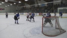 A hockey game between teachers and students from St. Francis Xavier. Dec. 18, 2019. (CTV News Edmonton)