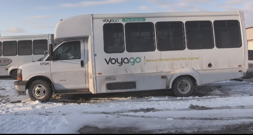 A Voyago bus is seen in London, Ont.