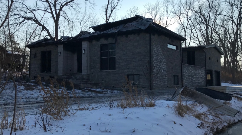 Damage is seen following a suspicious fire in London, Ont. on Friday, Dec. 20, 2019. (Sean Irvine / CTV London)