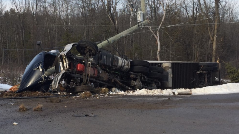 The crash happened on Highway 7 west of Carleton Place just before 1 p.m. Monday. (Source: Ontario Provincial Police)
